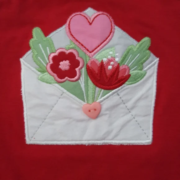 Ricrac and Ruffles Love Letters Valentine's Day girls long sleeved romper - Picture 7 of 9